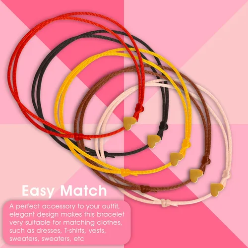 Miniatura 9 de Pulsera de amistad de 5 piezas para adolescentes y mujeres colgante de corazón impermeable bonito regalo para ser querido perfecto - pulseras