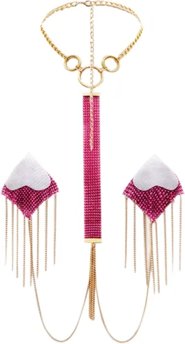 Miniatura 2 de MINGSEECESS Almohadillas adhesivas reutilizables para pezones de silicona de metal dorado con forma cuadrada y borla