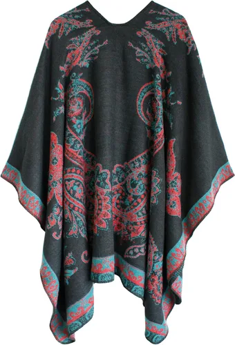 Miniatura 123 de Urban CoCo Poncho de colores para mujer, chal con frente abierto, color en bloques