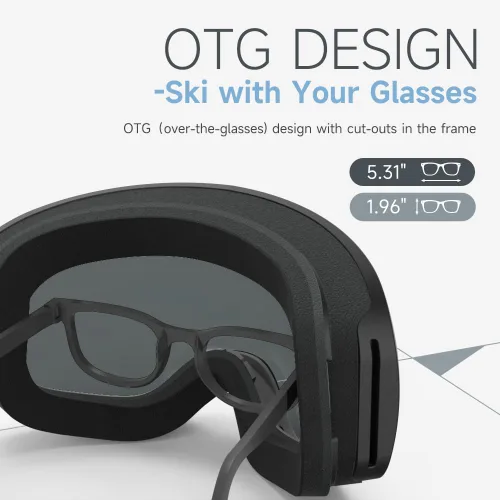 Miniatura 4 de Gafas de esquí de snowboard para hombres, mujeres, adultos, jóvenes, sobre gafas OTG/100% protección UV, antivaho/visión amplia A14-blanco/verde