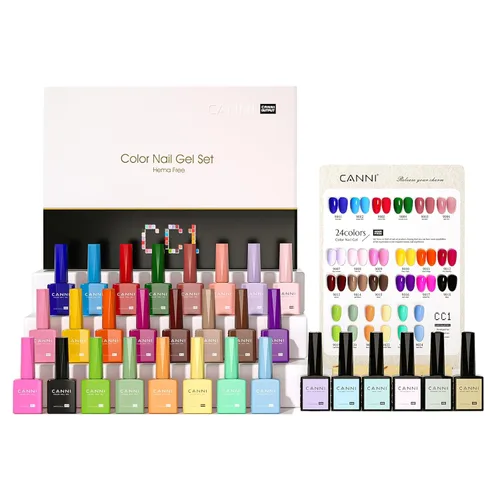 CANNI CC1 - Juego de 30 unidades de esmalte de uñas en gel sin hema, 9ML, kit de esmalte de uñas en gel de color negro, rosa, nude, rojo, azul,
