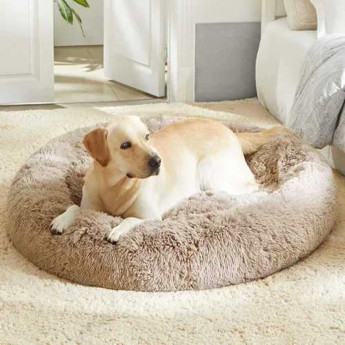 Miniatura 72 de WESTERN HOME WH Cama calmante para perros y gatos, dona acogedora anti-ansiedad, cama redonda cálida y acogedora de piel sintética, suave y azul