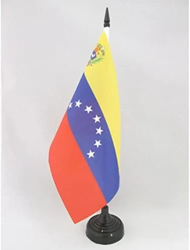 Miniatura 77 de Bandera de mesa de Anguila de 4 x 6 pulgadas, bandera de escritorio británica de Anguila, 5.9 x 3.9 in, palo y base de plástico negro AZ FLAG