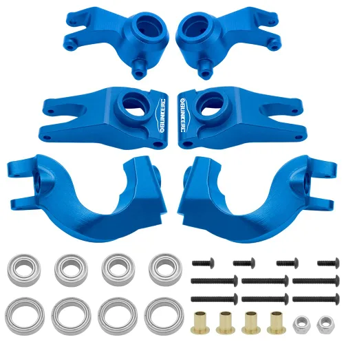 Miniatura 7 de Bloque de dirección frontal de aluminio RC y bloque de ruedas y cubo trasero con rodamientos de bolas, piezas de actualización para 1/10 Arrma Azul