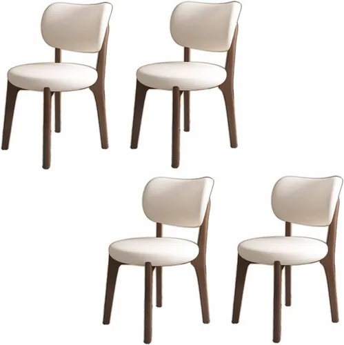Miniatura 18 de Juego de 2 sillas de comedor tapizadas de cuero suave, sillas de comedor de madera maciza, con asiento acolchado y patas de madera para cocina, sala