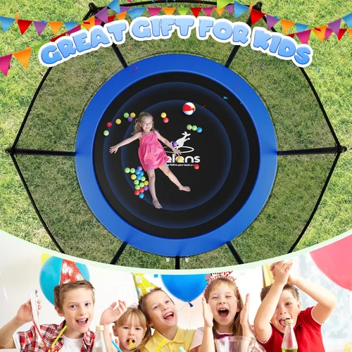 Miniatura 4 de JELENS Trampolín de 8 pies, 10 pies, 12 pies, 14 pies, 15 pies, trampolines para exteriores con red de cierre y escalera, trampolines recreativos