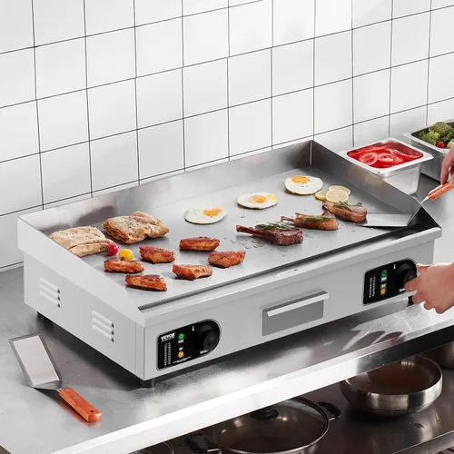 Miniatura 8 de VEVOR Plancha Eléctrica Comercial, Parrilla Plana de Encimera de 2800W, Temperatura Ajustable de 122℉-572℉, Parrilla de Acero Inoxidable de 29
