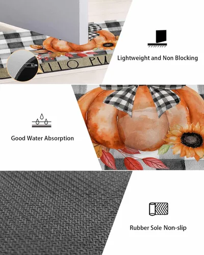 Miniatura 3 de Tapete de baño de acuarela de calabaza para bañera, antideslizante, de secado rápido y absorbente, tierra de diatomeas, fregadero, dormitorio