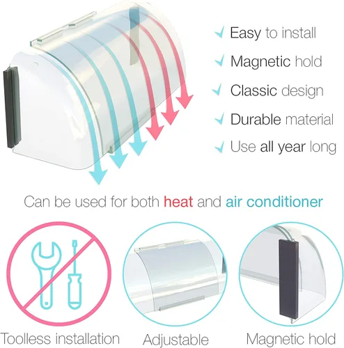Miniatura 3 de Home Intuition Deflector de calor y aire magnético ajustable para rejillas de ventilación, pared lateral y techo
