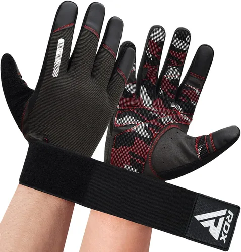 Miniatura 9 de Guantes de levantamiento de peso RDX con soporte para muñecas - Pantalla táctil de dedo completo para gimnasio, transpirables, antideslizantes