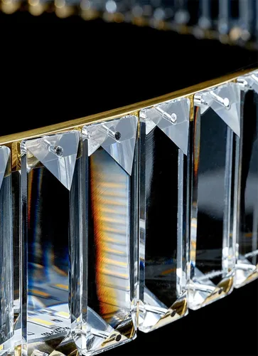 Miniatura 5 de Candelabros modernos de cristal con control remoto, 3000-6000 K 20 pulgadas, anillo de oro de 20 pulgadas, lámpara LED regulable de cristal redondos