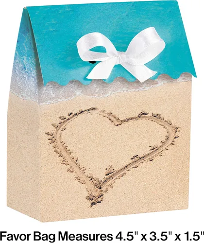 Miniatura 2 de Creative Converting 12 bolsas de playa con cinta, azul/marrón