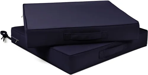 Cojines para sillas de exterior, 22 x 22 x 3 pulgadas, impermeables, para sillas de patio, juego de 2 cojines de asiento de exterior de doble ribete