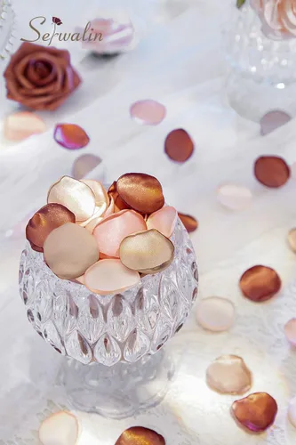 Miniatura 3 de Serwalin 300 Unidades de Pétalos de Rosa de Seda, Flores Artificiales para Bodas, Pétalos de Rosa Falsos Marrone, Propuesta para la Canasta de Boda