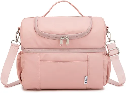 Miniatura 7 de NOL Natural Organic Lifestyle Lonchera para adultos, bolsa de almuerzo aislada grande de doble compartimento, hielera, ligera, de nailon