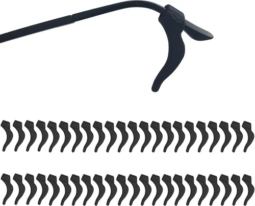 YINGFENG 22 pares de agarres de silicona negra para gafas con caja de almacenamiento, retenedor antideslizante para gafas, gancho de silicona de