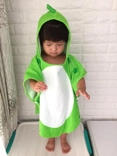 Miniatura 3 de Toalla de baño para niños, bata con capucha, poncho de natación para playa, patrón de dinosaurio, para niños de 0 a 8 años Verde