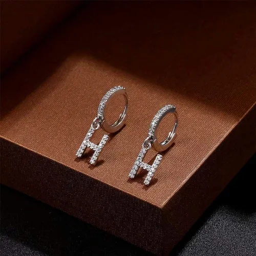 Miniatura 6 de Aretes de iniciales para niñas y mujeres, de plata 925, hipoalergénicos, pequeños, chapados en oro, con circonia cúbica, aretes de iniciales, joyas