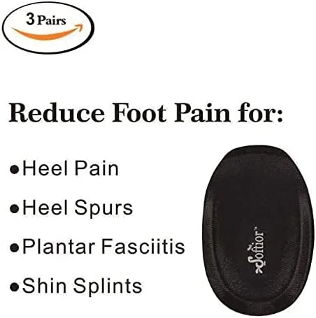 Miniatura 3 de Cojines de talón de espuma viscoelástica cómodos para caminar plano, zapatos de barco, botas, paquete de 2 pares, Negro