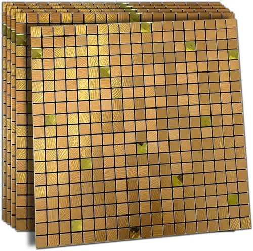 Miniatura 11 de XUANINY Azulejos de protección contra salpicaduras para cocina, baño, chimenea, mosaico de aluminio metálico autoadhesivo (12 x 12 pulgadas)