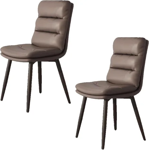Miniatura 24 de Upholstered Dining Chairs Set of 4, Leather Kitchen Chair with Metal Legs, Dining Room Kitchen Chair with Back for Brown