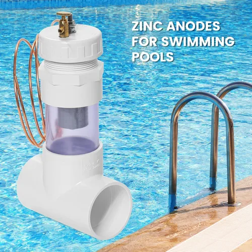Miniatura 5 de briidea Nuevo Instale 2 '' ánodos de zinc en línea para piscinas de agua salada blanco