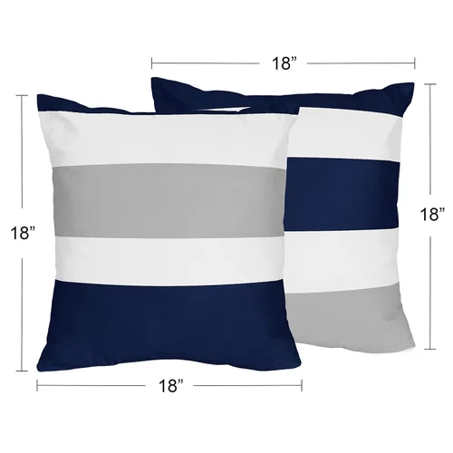 Miniatura 3 de Sweet Jojo Designs Juego de 2 fundas de almohada decorativas de color azul marino y gris para niño y niña, unisex, de género neutro, para sofá