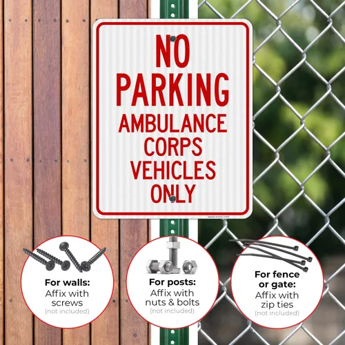 Miniatura 4 de No Parking Ambulance Corps Vehicles Only Sign, 24x30 Inches, 3M EGP Reflective .080 Aluminum, Fade Resistant, Made in USA