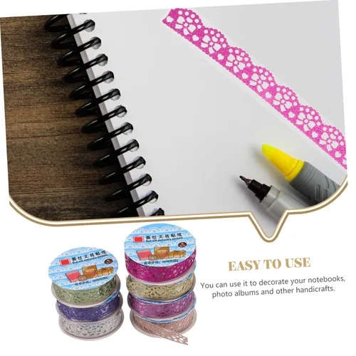 Miniatura 5 de 14 rollos de cinta de encaje macramé para decoración de calcomanías, cinta washi ancha Washi, cinta de envoltura de cinta de recortes, cinta