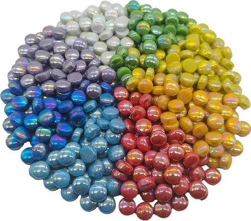 Mosaico redondo para manualidades, 0.472 in, piezas de mosaico de vidrio de colores surtidos para suministros de arte, kit de fabricación de mosaico