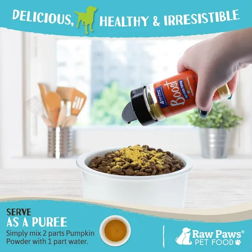 Miniatura 3 de Raw Paws Boost Pet Food Topper orgánico en polvo de calabaza, 3 onzas, fabricado en Estados Unidos, adorno de comida para perros sin granos, polvo