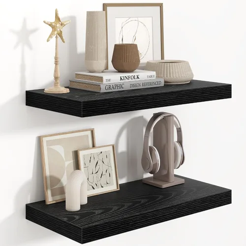 Miniatura 58 de Fun Memories Estantes flotantes de 48 pulgadas, estantes de pared de 9.3 pulgadas de profundidad para baño, sala de estar, dormitorio, cocina