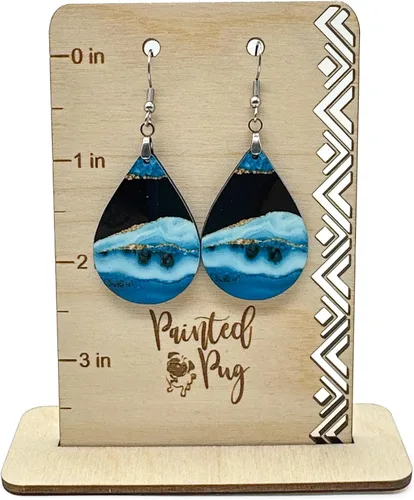 Miniatura 8 de Dangle Earrings for Women Colorful Dangling Drop Statement Jewelry Printed MDF Wood Teardrop Double Side Print Handmade by The Painted Pug