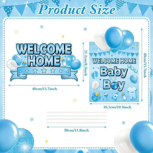 Miniatura 4 de 2 letreros de bienvenida para el patio del bebé, niño, color azul, para baby shower, patio, con estacas "It's a boy", letrero de bienvenida