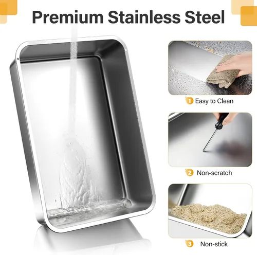 Miniatura 5 de HEGGCOOE Caja de Arena Cerrada de Acero Inoxidable para Gatos con Tapa, XL Caja de Arena Grande de Metal con Cajón para Gatos Grandes, Caja de Arena