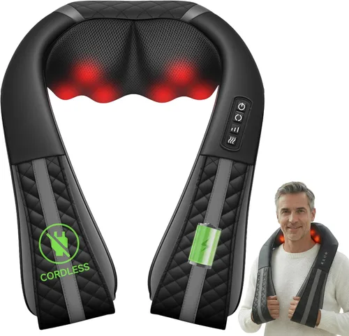 Miniatura 11 de Snailax Masajeador de cuello con calor, masajeador Shiatsu para aliviar el dolor de tejido profundo, almohada masajeador de hombros para espalda