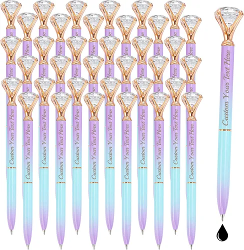Miniatura 41 de Qingxily Hasta 300 bolígrafos de diamante, bolígrafos personalizados con nombre y texto grabado, bolígrafo de metal de cristal personalizado a