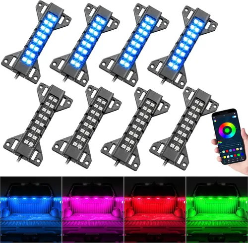 Miniatura 9 de Luces de cama de camioneta RGB LED Kits de luz de cama con control Bluetooth Luces de carga traseras Iluminación de camioneta Accesorios de carga