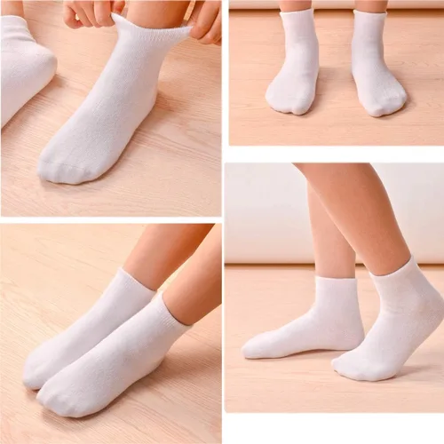 Miniatura 5 de Janegio - 18 pares de calcetines deportivos de corte bajo y medio acolchonados hasta el tobillo para niños y niñas