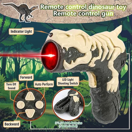 Miniatura 4 de Juguetes de dinosaurio mejorados para niños de 3, 5 y 7 años, juguetes de Spinosaurus con control remoto con luz indicadora, persiguiendo, rociando