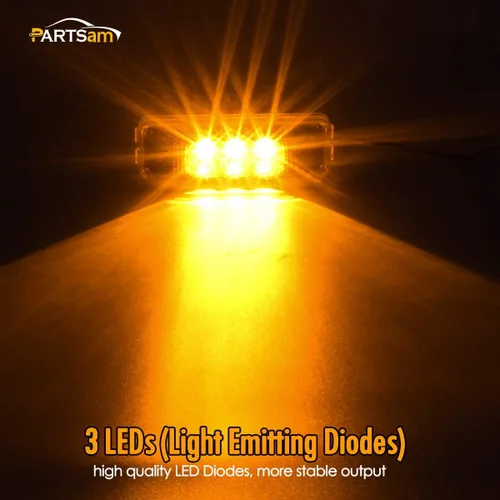 Miniatura 3 de Partsam 10 luces laterales ámbar de 3.9 pulgadas con 3 LED [aprobadas por DOT], indicadores para remolque, camión, caravana, cámper, UTV, sellado