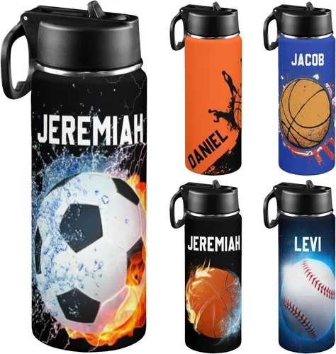 Miniatura 11 de Personalized Kids Water Bottle with Name, 18oz Insulated Stainless Steel Straw, Leak Proof BPA-Free Water Bottle for School, Sports & Travel, Custom