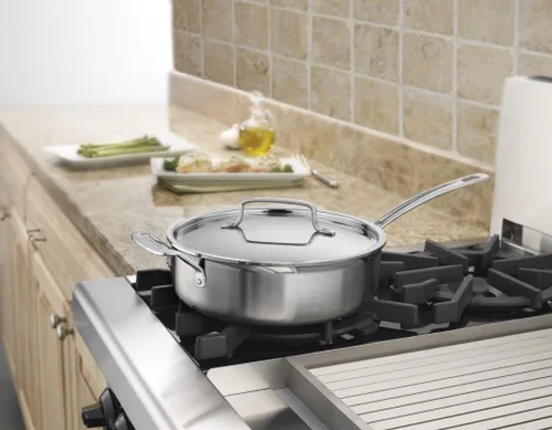 Miniatura 6 de Cuisinart MCP33-24HN MultiClad Pro de acero inoxidable de 3.5 cuartos de galón con sartén para saltear con mango auxiliar y cubierta, 3.5 cuartos