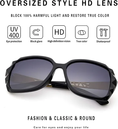 Miniatura 4 de LECKIRUT - Lentes de sol de gran tamaño para mujer lentes de sol clásicos y a la moda con protección UV polarizada
