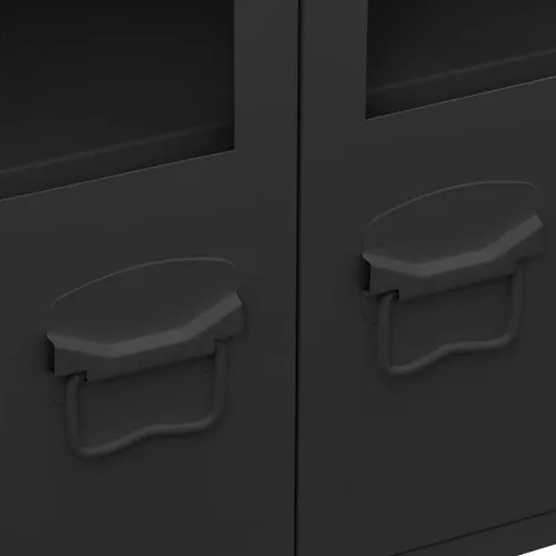 Miniatura 8 de Armario de almacenamiento industrial de metal con 3 puertas, armario de almacenamiento de piso negro, gabinete de almacenamiento multiusos