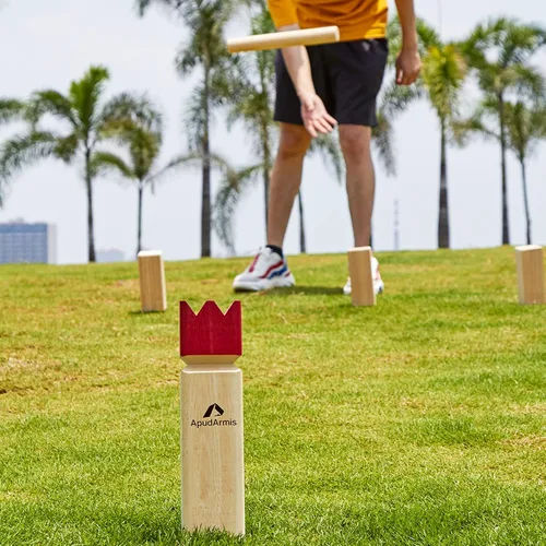 Miniatura 7 de ApudArmis Juego de Patio Kubb, Ajedrez Vikingo Clash Toss Juego de Patio para Exteriores con Estuche de Transporte - Juego de Madera de Goma