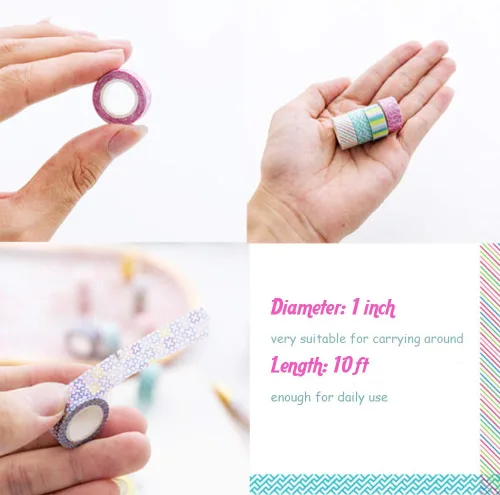 Miniatura 6 de YUBBAEX - Juego de 24 rollos de cinta Washi - Cintas adhesivas decorativas básicas y delgadas para manualidades, bricolaje, diarios, planificadores