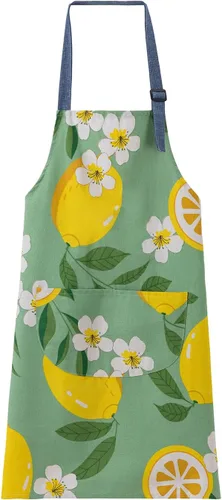 Miniatura 9 de Delantal de cocina, delantal de cocina, hermoso delantal para el hogar con bolsillo grande para adultos Flor azul