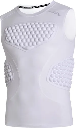Miniatura 8 de COOLOMG - Camiseta de compresión acolchada para hombre, protector de pecho y costillas para béisbol y fútbol, protector de corazón y esternón Negro