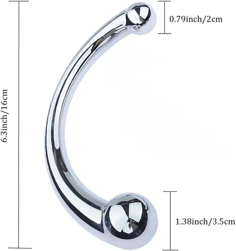 Miniatura 2 de Consolador sexual de doble extremo para masaje, para estimular, fetiche, enchufe anal, consolador de metal curvado de doble extremo, juguete sexual